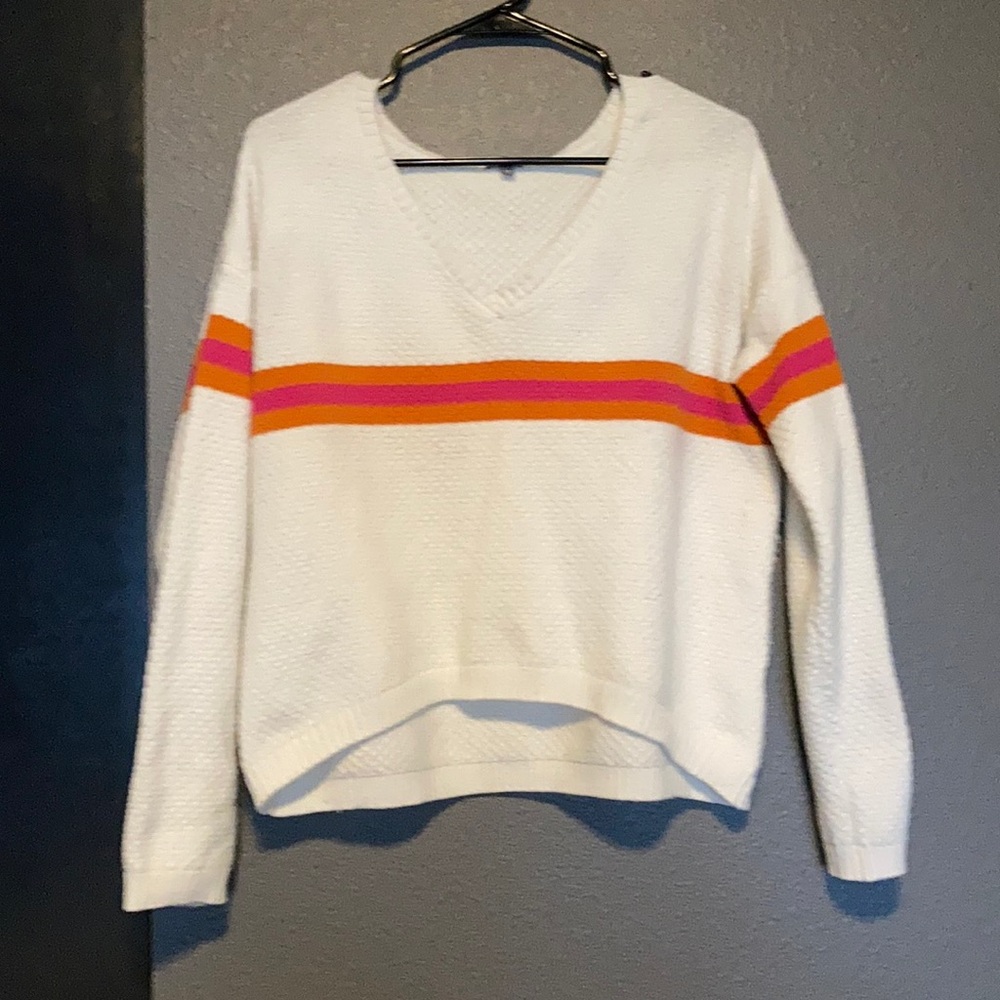 Pink and Orange Waffle Sweater